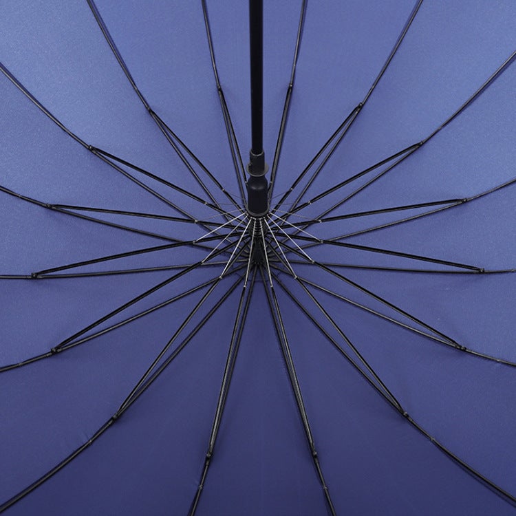 16-Bone Business Large Pure Color Simple Strong Automatic Wind-Resistant Long-Handled Umbrella Curved Men'S Manufacturer - Image 3